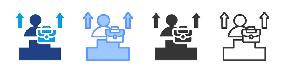 Career Growth icon set multiple style collection