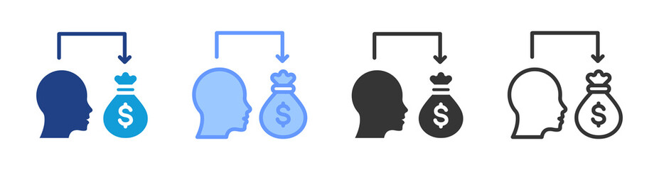 Extrinsic Incentive icon set multiple style collection