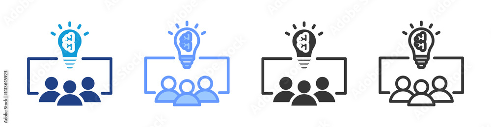 Poster Project Team icon set multiple style collection