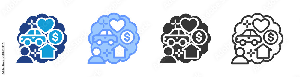 Poster Expectations icon set multiple style collection