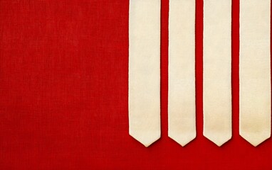 Fototapeta premium Abstract Red and Cream Fabric Texture Background with Vertical Stripes