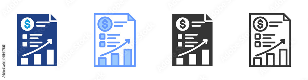 Poster financial report icon set multiple style collection
