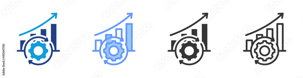 Poster process improvement icon set multiple style collection