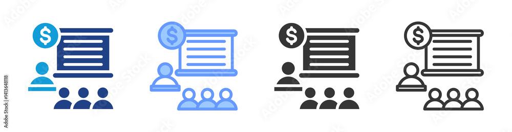 Poster Training Programs icon set multiple style collection