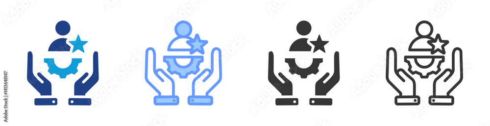 Poster talent management icon set multiple style collection