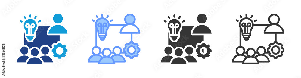 Poster coaching icon set multiple style collection