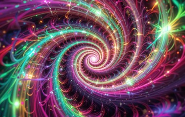 Fototapeta premium Colorful Light Spiral Abstract Glowing Vortex Background