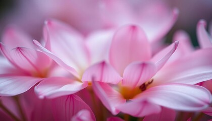 Fototapeta premium Delicate pink petals, soft focus, vibrant color, macro photography, floral