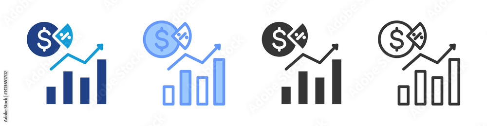 Poster Margin icon set multiple style collection