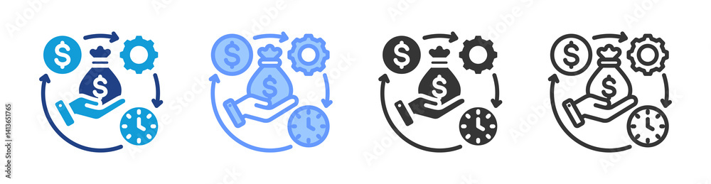 Aufkleber efficiency icon set multiple style collection
