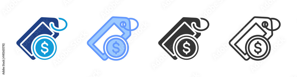 Poster pricing icon set multiple style collection