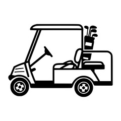 Fototapeta premium Golf Cart Illustration - Black & White Vector