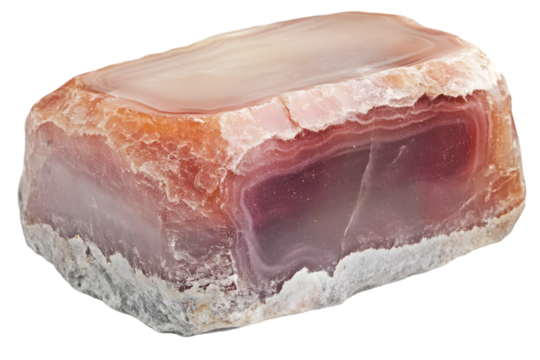 Isolated Agate Gemstone With Brown and Purple Layers Mineral Photo