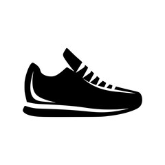 Black Running Shoe Icon - Vector Illustration