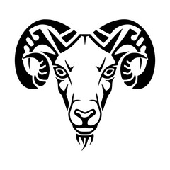 Ram Head Tribal Vector Graphic