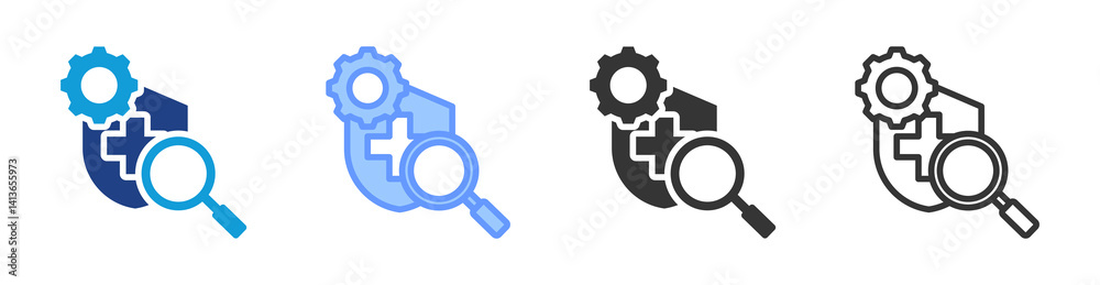 Poster safety inspection icon set multiple style collection