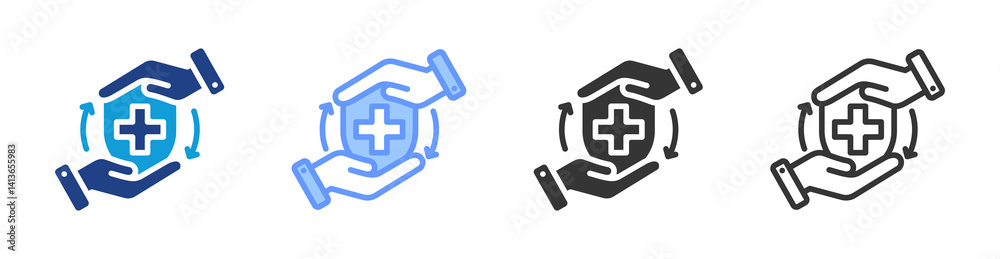 Aufkleber Hygiene Practices icon set multiple style collection