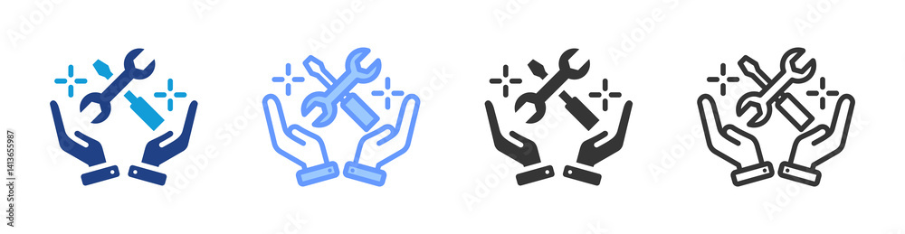Poster maintenance icon set multiple style collection