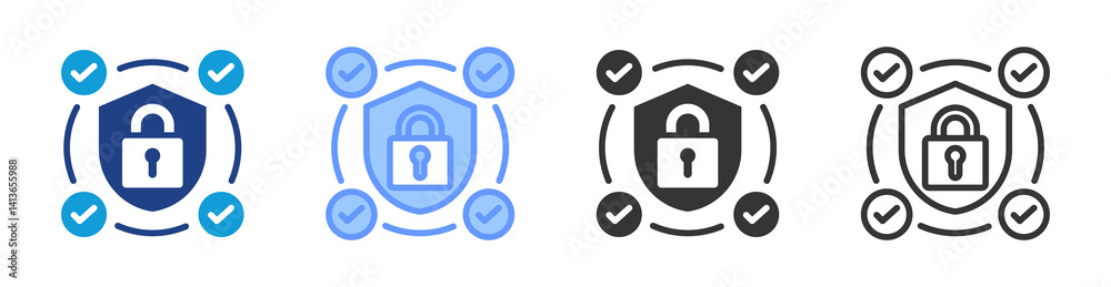 Poster Security System Measures icon set multiple style collection