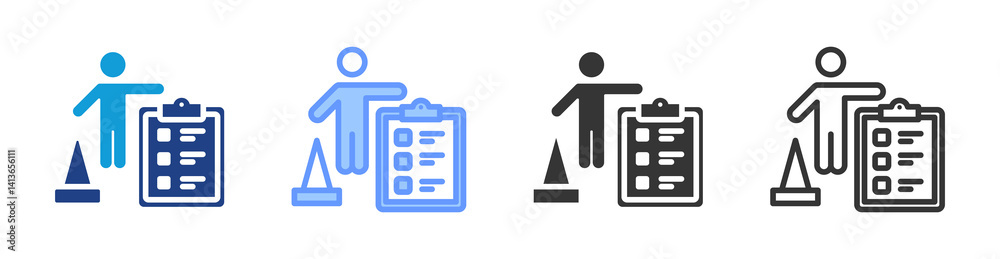 Poster Traffic Control Procedures icon set multiple style collection