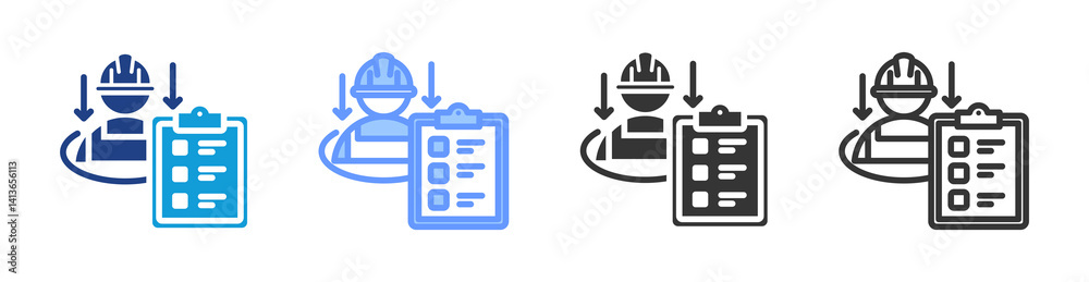 Poster Confined Space Entry Protocols icon set multiple style collection