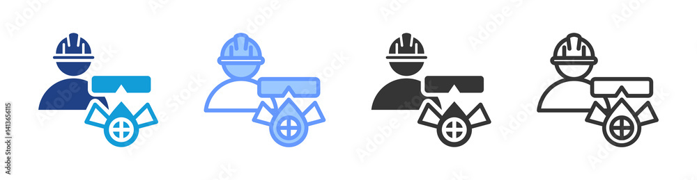 Poster respiratory protection icon set multiple style collection