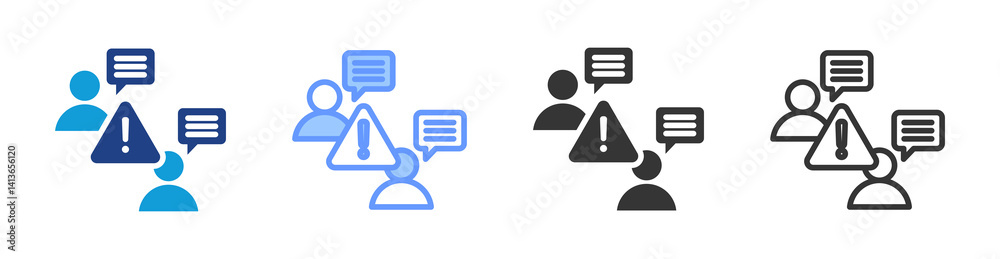 Poster risk communication icon set multiple style collection
