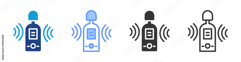 Poster Noise Control Measures icon set multiple style collection