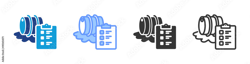 Poster chemical spill response procedures icon set multiple style collection