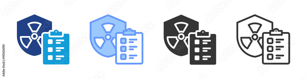 Poster Radiation Safety Protocols icon set multiple style collection