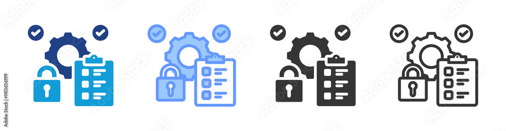 Poster Lockout Procedures icon set multiple style collection