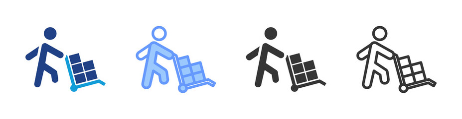 Manual Handling Techniques icon set multiple style collection