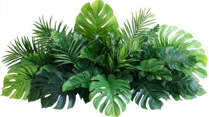 Lush Green Tropical Foliage Arrangement Monstera Leaves Palm Fronds