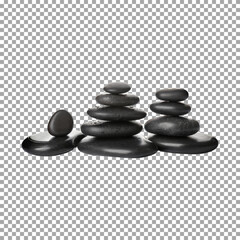 Stacked Black Stones for Peaceful Meditation and Mindfulness on transparent background, png, psd
