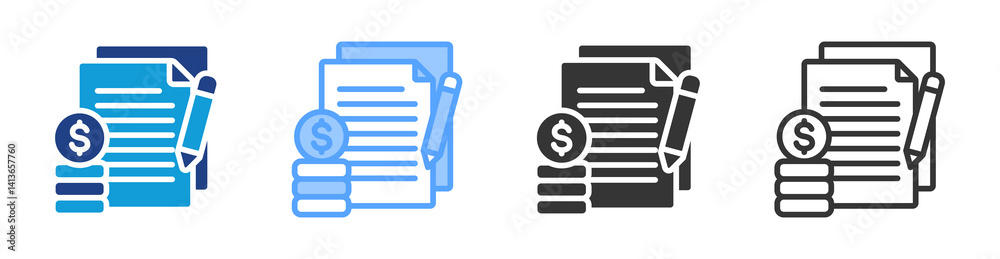 Poster Financing Contract icon set multiple style collection