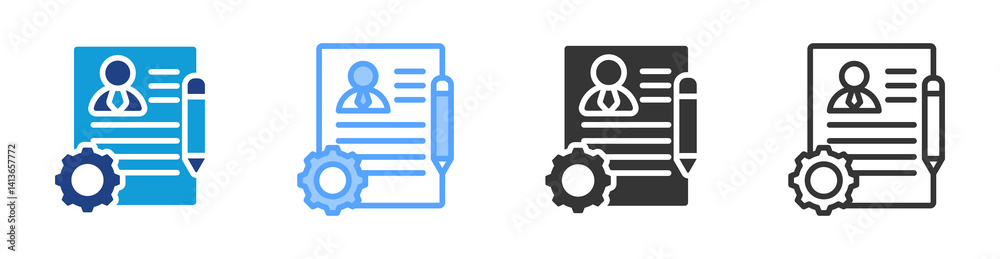 Poster Management Contract icon set multiple style collection