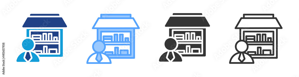 Aufkleber retailer icon set multiple style collection