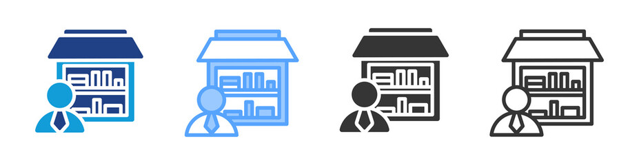 Retailer icon set multiple style collection