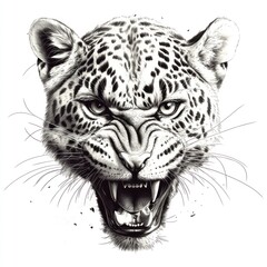 Fototapeta premium Close-up graphic of a ferocious leopard head.