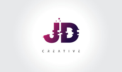 Digital Glitch JD Letter Logo | Modern Creative Branding Design | Technology Business Identity"