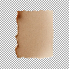 Obraz premium A simple, torn piece of brown paper, Rustic Blank brown Paper with Frayed Edges for Invitations on transparent background, png, psd 