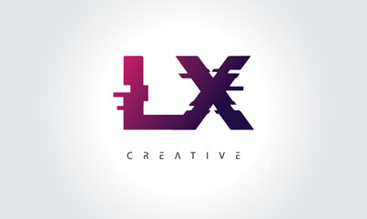 Digital Glitch LX Letter Logo | Modern Creative Branding Design | Technology Business Identity"