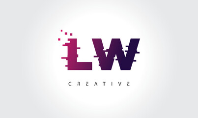 Digital Glitch LW Letter Logo | Modern Creative Branding Design | Technology Business Identity