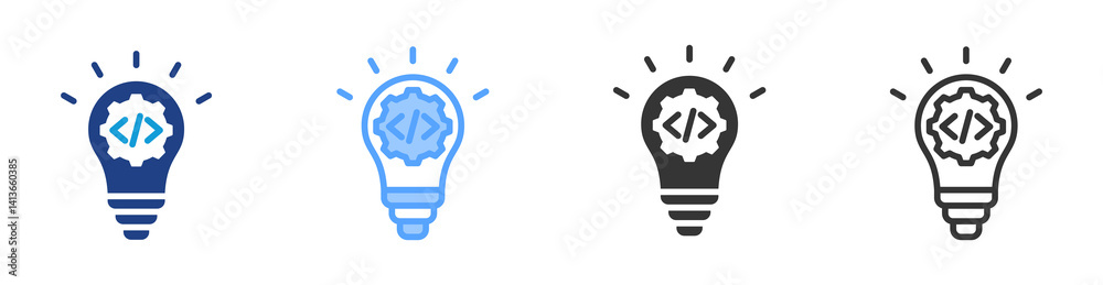 Poster Program icon set multiple style collection
