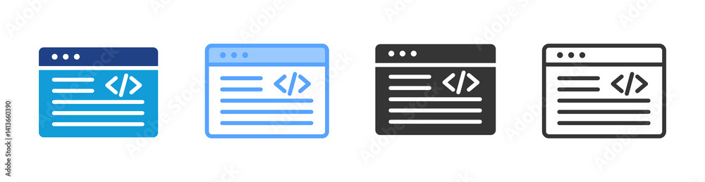 Poster Code icon set multiple style collection