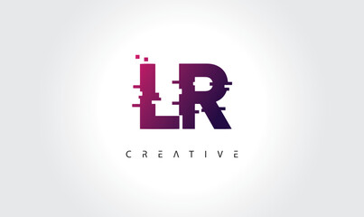 Digital Glitch LR Letter Logo | Modern Creative Branding Design | Technology Business Identity