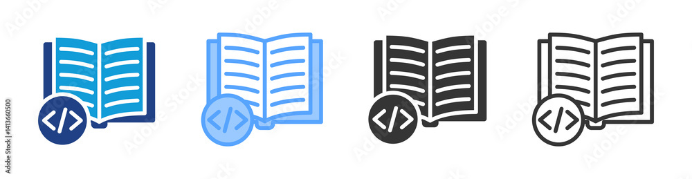 Poster Code Book icon set multiple style collection