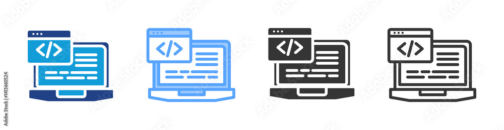 Aufkleber Coding icon set multiple style collection