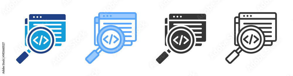 Poster Analysis Code icon set multiple style collection