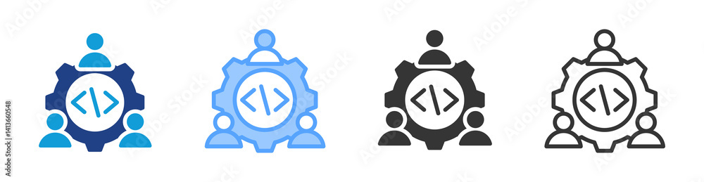Poster Team icon set multiple style collection